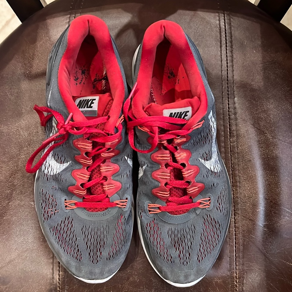 Men's Nike Lunarglide V 5 Dark Grey Gym Red White Size 10